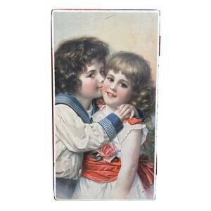 Vintage Hoffmann Swiss Made Candy Tin – Children Illustration, Red Metal Box